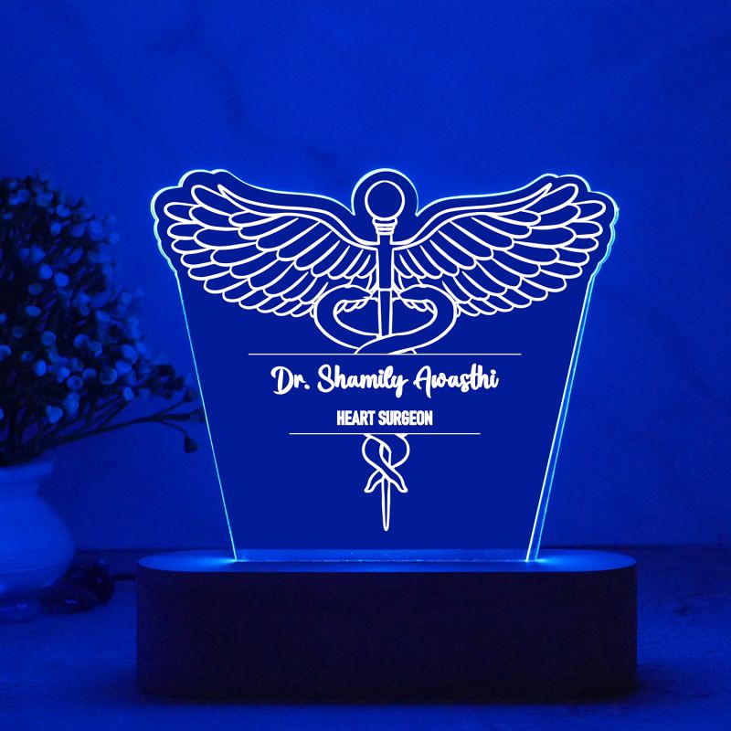 Personalized Doctor Lamp with Name & Logo  Lamp with Multicolored Light (Heart Surgeon)